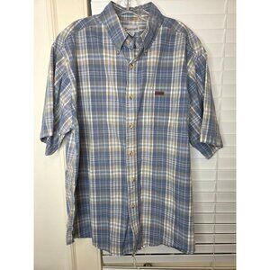 Carhartt Mens Plaid SS Plaid Shirt XL Button-Up Cotton Blue/Beige Grandpacore